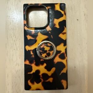 iPhone 13 Pro Tortoiseshell Ring Holder Case in Dark Brown and Golden Yellow